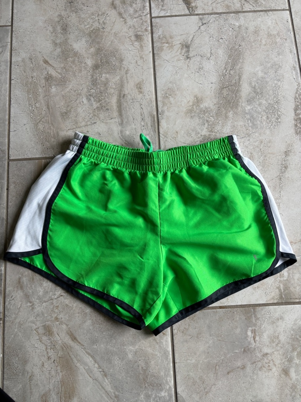Danskin Neon Green Athletic Shorts with White Panels